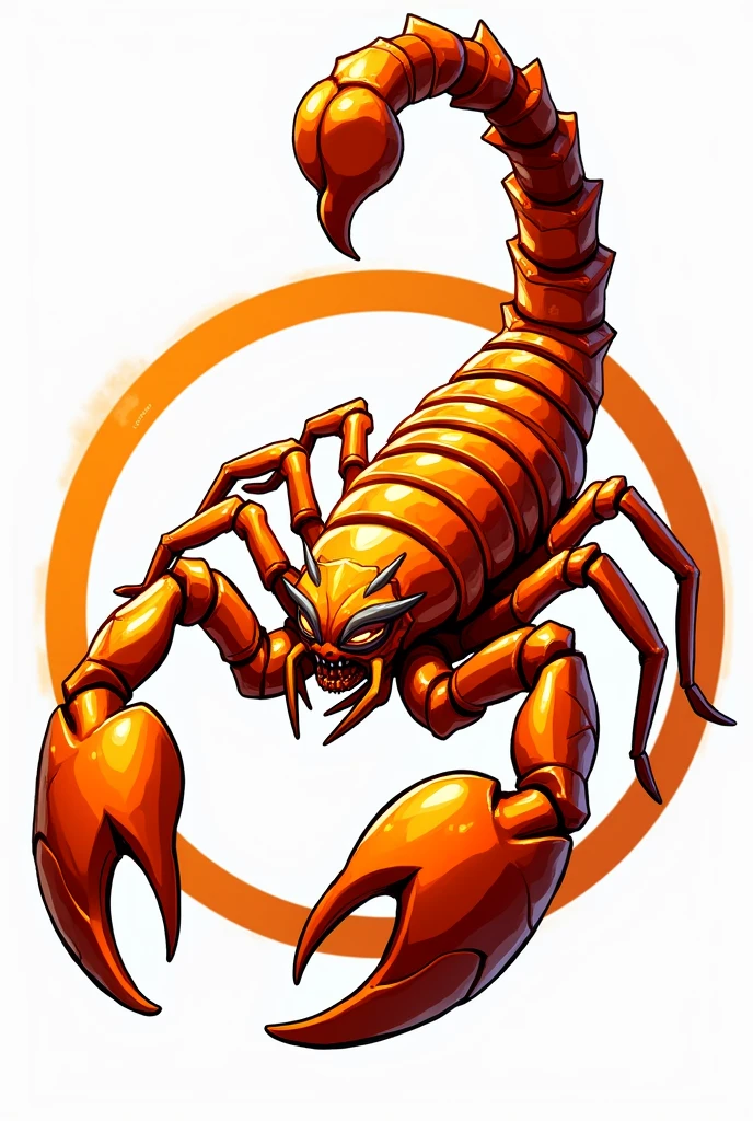 Make me a scorpion like a beyblade logo (CIRCLE) and it is orange
(And the scorpion fits into the circle)