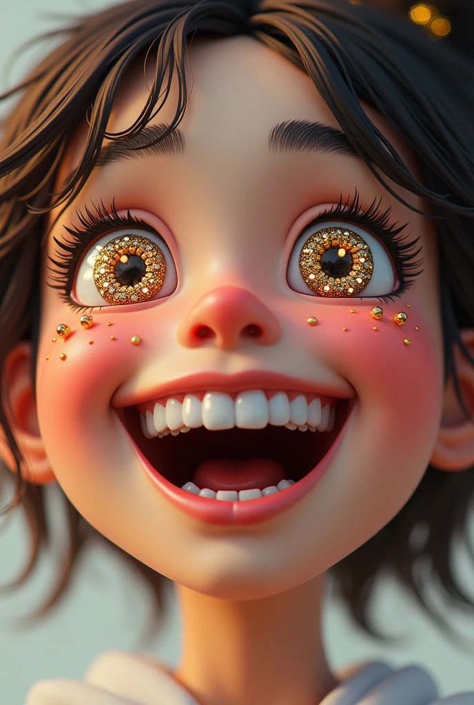 Happy face with studded eyes 