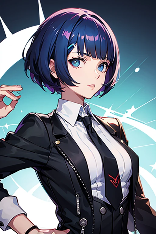 Persona-style character with natural bob hair