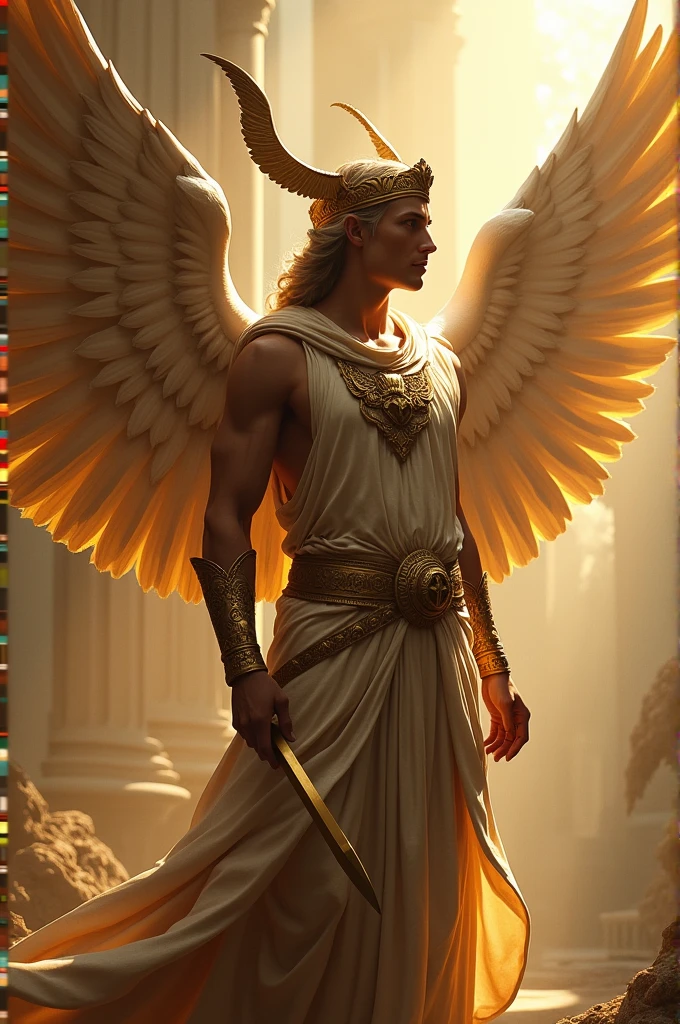 Create hermes the messenger god, give details like the wings just headshot