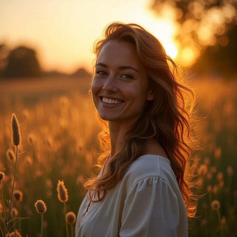 Image Description:
Create an inspiring image that conveys confidence and self-awareness. The image must include a smiling woman in a natural setting., como um fild ou Garden, ao nascer ou sunset. Her expression should convey confidence and serenity..
Elementos visuais:
1. main image:
• Smiling and confident woman, 40 years old • Natural environment (fild/Garden).
• Soft sunrise light/sunset.
2. Star of David:
• Discreetly positioned in a corner of the image or subtly incorporated into the background.
3. golden lights:
• Soft light elements radiating around the woman to create an effect of illumination and mysticism.
4. Numerological Diagram:
• A graph or diagram of numbers in a side area or discretely in the image, suggesting the deep and analytical content of the numerological chart.
Style Guidelines:
• Soft and comforting tones.
• Mystical and attractive touch.
• Mix natural light and graphic elements to create a harmonious look.
________________________________________
Exemplo Completo do Prompt:
Create an inspiring image that conveys confidence and self-awareness. The image must include a smiling, confident woman in a natural setting., como um fild ou Garden, ao nascer ou sunset. Her expression should convey confidence and serenity..
Incorpore uma Star of David discretamente posicionada em um canto da imagem ou de modo sutil ao fundo. Add elements of soft golden lights radiating around the woman to create an effect of illumination and mysticism..
Include a numerology diagram in a side area or discreetly in the image to suggest the deep, analytical content of the numerology chart., with colors that harmonize with the rest of the image (golden and soft blue).
Use soft, comforting tones, with a mystical and attractive touch, mixing natural light and graphic elements to create a harmonious look.