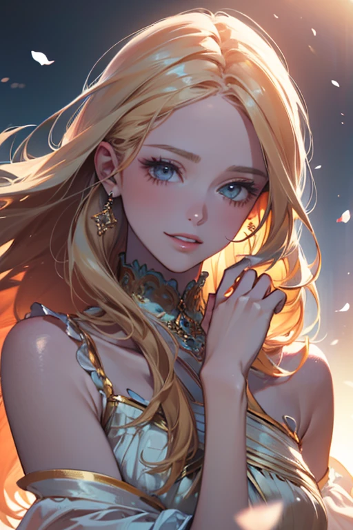 ,(best quality,4k,8k,highres,masterpiece:1.2),ultra-detailed,(realistic,photorealistic,photo-realistic:1.37),oil painting,portrait,colorful,pastel colors,soft lighting,flower garden,serene atmosphere,captivating smile,pure and innocent,golden hour,slightly blurred background,vivid colors,happy expression,long flowing hair,graceful pose,natural lighting,floating petals,dreamy ambiance,gentle breeze,delicate features