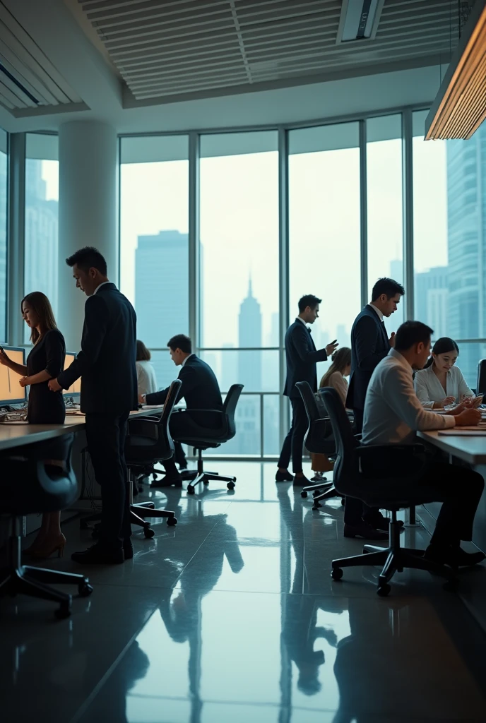 Shanghai，Office Building，office，Law firm，员工Work Scene，Suit tie，High heel，Work Scene，Various angles，Film Style