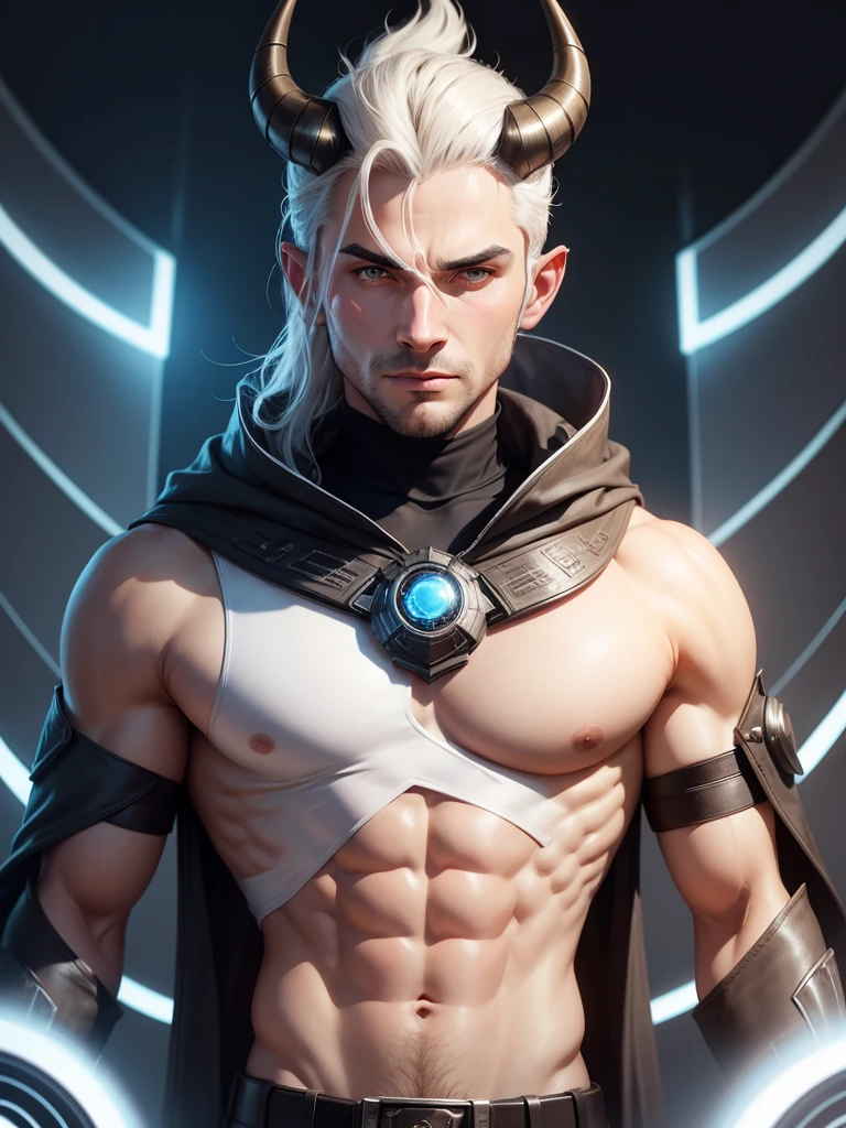 Man with futuristic horns and shape