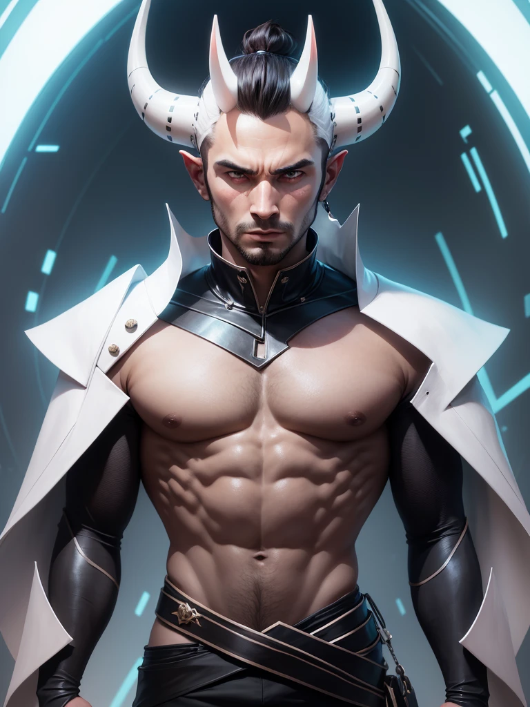 Man with futuristic horns and shape