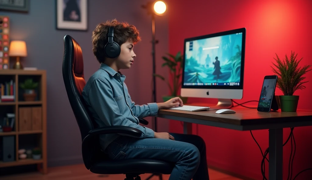 A 30-year-old boy sits on a chair in a YouTube studio.To his right is a computer on a table.reaction video by 