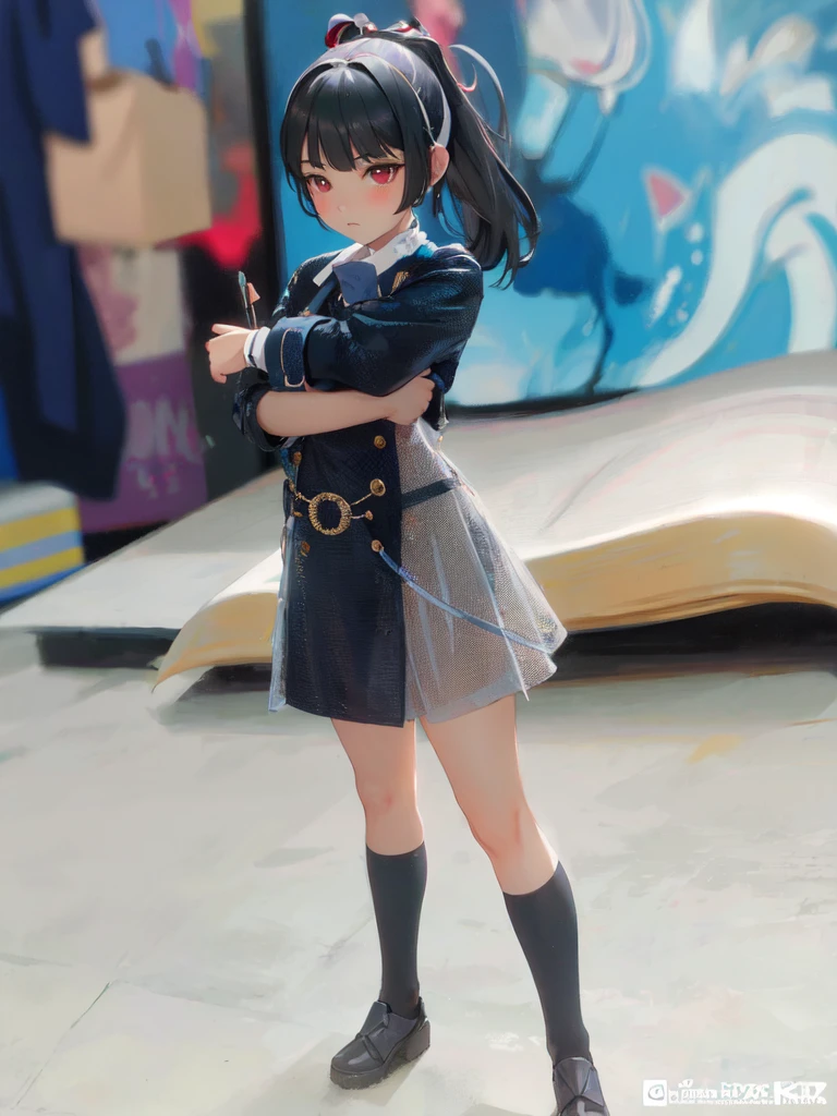 Black hair,Single ponytail,Headband,Red eyes,beautiful girl,cute,Sexy,Dissatisfied expressions,Official Art,Unity 8K wallpaper,Extremely detailed,aesthetics,masterpiece,best quality,Realistically,best quality,masterpiece,high resolution,CG,illuminate,Honest,Lightweight solution,high resolution,4K,8K,Bokeh,Soothing tones,Pastel,High contrast,(Natural skin texture,Surrealism,Soft lighting