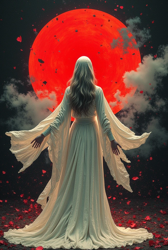 al-ertmsphr otclillsn carcosa city, cybersecurity meme, data flows, dynamic movement, Red and White, a Vintage casual goddess inside of circle, looking curious,