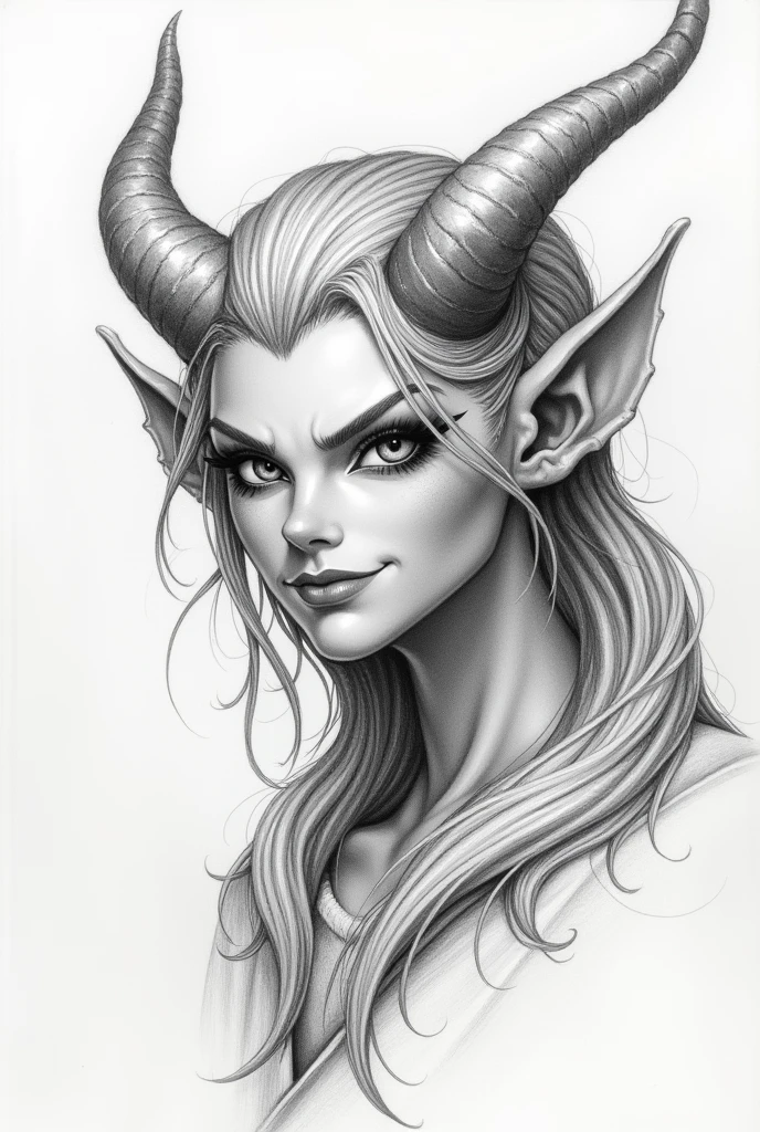 pencil drawing of a demon in anime style