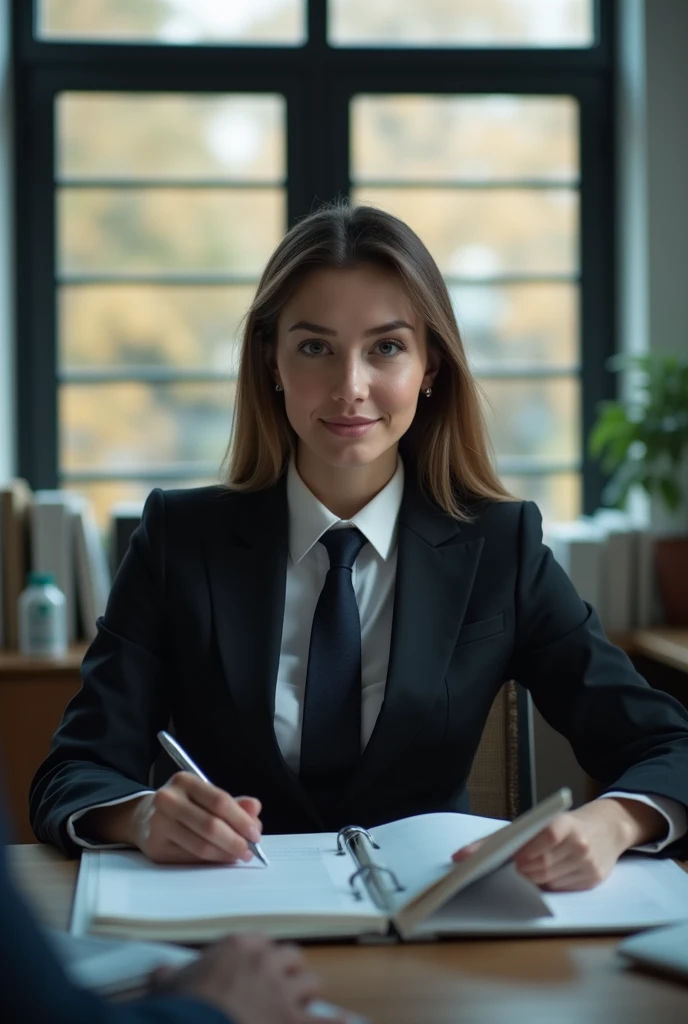 Office Building，office，Lawyers at work，female lawyer，desk，A lot of files，，Law firm，员工Work Scene，Suit tie，High heel，Work Scene，Various angles，Film Style