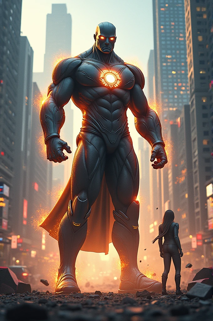 Create a superhero with a scale and containing the word in capital letters nif 10
