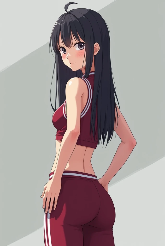 a japanese cute girl, 18years old, wearing highleg track uniform, standing, hands on hips, navel, tone body, masterpiece, 4k, perfect face, good anatomy, at track, looking side, photo, smile,