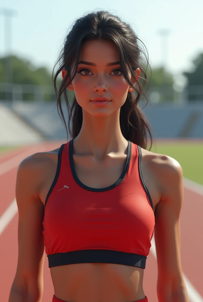 beautiful mature Indian college girl, in track outfit, outside on track field, ((slim, petite)), photorealistic, photo, masterpiece, realistic, realism, photorealism, high contrast, photorealistic digital art trending on Artstation 8k HD high definition detailed realistic, detailed, skin texture, hyper detailed, realistic skin texture, armature, best quality, ultra high res, (photorealistic:1.4),, high resolution, detailed, raw photo, sharp re, by lee jeffries nikon d850 film stock photograph 4 kodak portra 400 camera f1.6 lens rich colors hyper realistic lifelike texture dramatic lighting unrealengine trending on artstation cinestill 800, NO UNDERWEAR AND YOU CAN SEE HER VAGINA