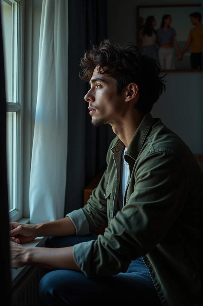 Cut to the male lead in a cozy, dimly lit room. He is sitting by the window, gazing out with a deep expression. As he sings the first verse, we see flashbacks of their happy moments together – holding hands, sharing smiles, and walking through a park. The camera captures close-up shots of their eyes and hands, symbolizing their deep connection.