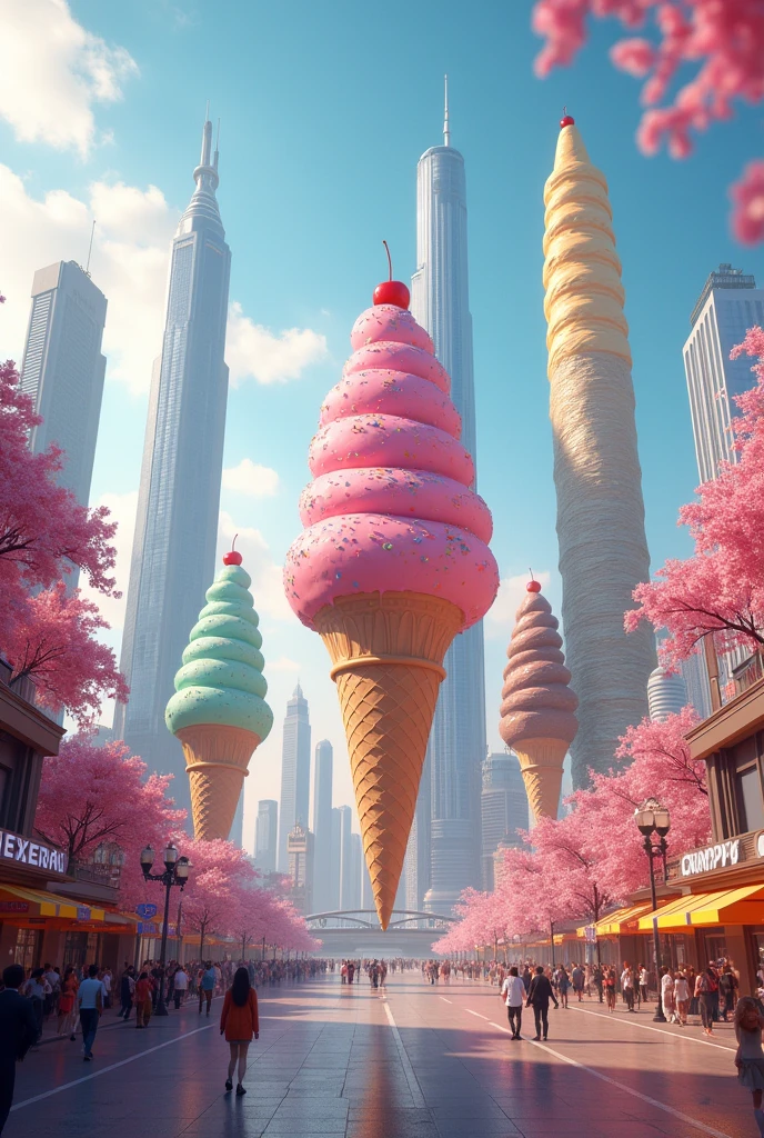 Shanghai Lujiazui skyscrapers turned into sweet ice cream