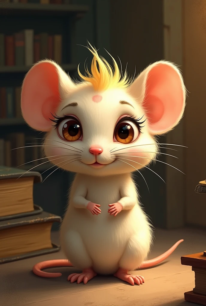 Mouse with blond hair and baldness 