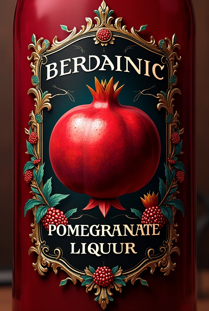 Label for pomegranate liqueur only the stamp