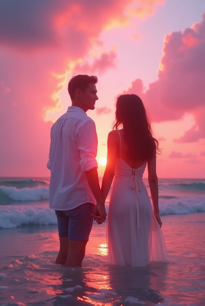 Couple Backlight dreamy Cotton candy color heart background Dreamy Ocean