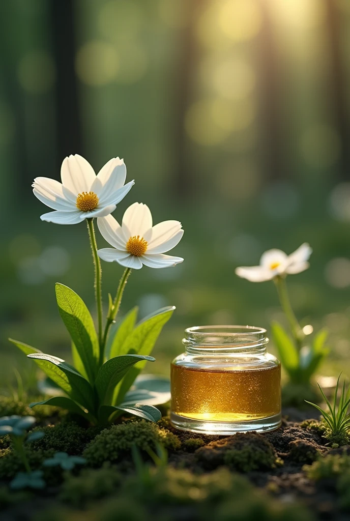 no humans,flower,depth of field,depth of field,leaf,scenery,nature,white flower,realistic,plant,still life,grass,outdoors,bottle,Realistic product commercial blockbuster,with white flowers in the background a jar of liquid makeup rests in the forest,in the style of photorealistic renderings,terragen,light yellow and silver,octane render,georg jensen,isolated landscapes,kodak plus-x,Realistic product commercial blockbuster,bottle of beer surrounded by green beans,vray strokes,dark blue and white,war photography,stercore,photographic installation,pointillism colours,optical mixing,bombacore,black background,