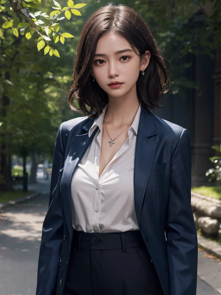 1girl, waist up, light smile, shiny skin
Best quality, masterpiece, (photorealistic: 1.4), dressed in black office clothes, jacket and tie