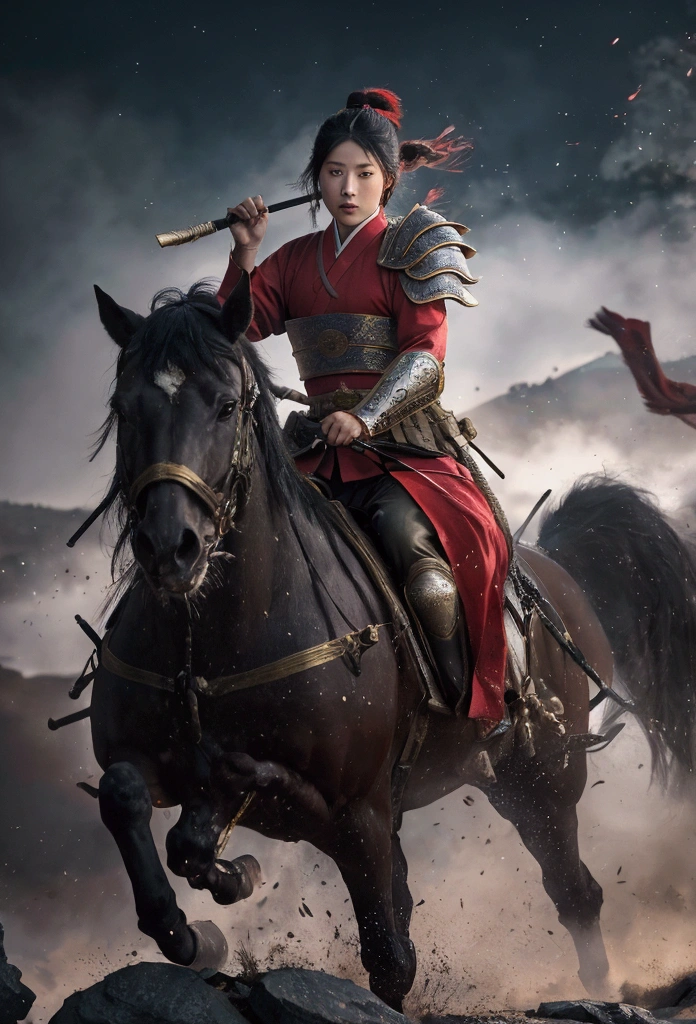 Bust of an ancient Chinese general on the battlefield，The armor is broken, Starry sky and fog cover the landscape.Rich historical background. (Highest quality,4K,8k,High resolution,masterpiece:1.2), Very detailed, (Realistic,Realistic,Photorealistic:1.37), High resolution, Hyper HD, Studio Lighting, Ultra-fine painting, Sharp focus, Physically Based Rendering, Very detailed説明, Professional, Vibrant colors, Bokeh, Sports Late, Ancient War Landscapes, Traditional Chinese Painting Techniques, Atmospheric lighting, Dynamic Pose, Complex combat scenarios, Vivid color contrast, Visually stunning composition, Ethereal atmosphere, heroism. Black and White