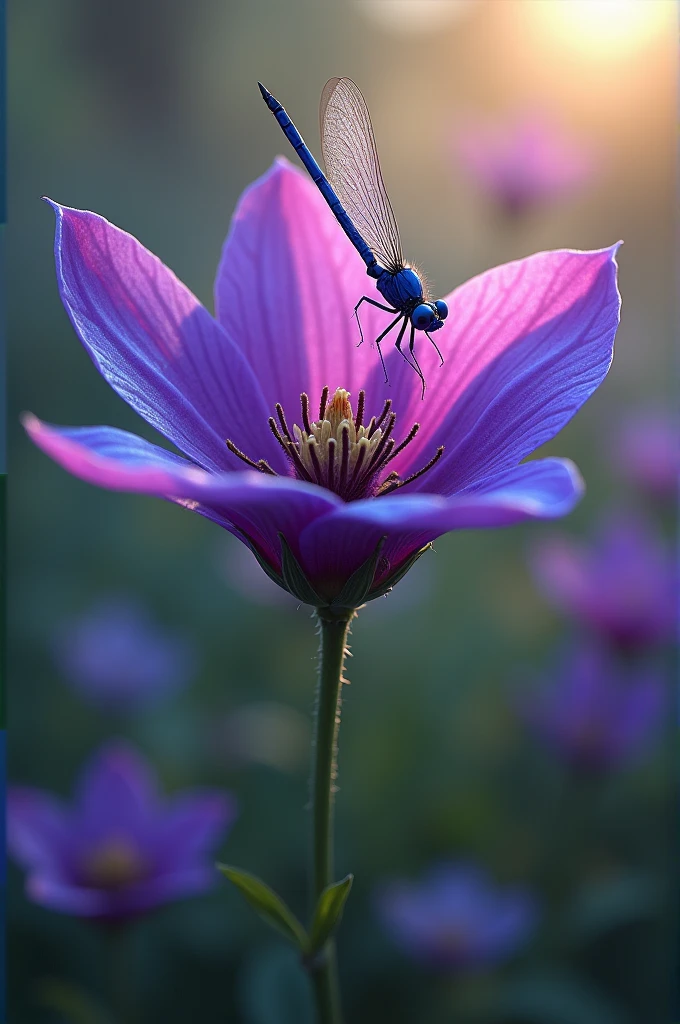 Purple flower with a dragonfly