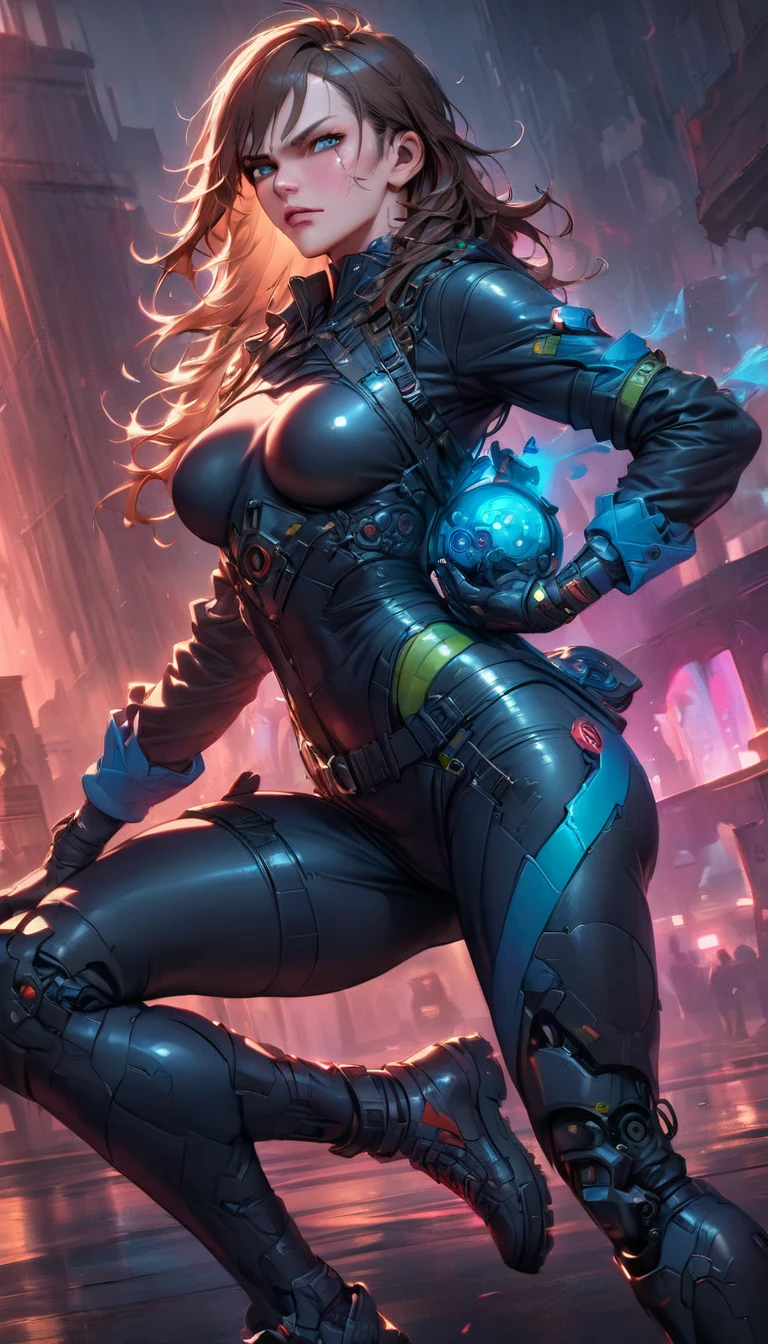 best quality,4k,8k,highres,masterpiece:1.2),ultra-detailed, extremely detailed eyes, extremely detailed body, (large masterpiece digital art), (detailed manga illustration), (detailed line art), ((perfect anatomy)), (intricate details:1.3), (ultra-detailed:1.3), (illustration:1.3), (sharp focus:1.3), (natural lighting:1.05), (vivid colors:1.3), (masterpiece), (best quality:1.4), (perfect anatomy:1.4), high quality, expressive eyes, full body, detailed face, beautiful face, perfect face, 1boy, angry, ((male focus)), muscular, detailed messy hair, long hair, brown hair, blue eyes, t-shirt, jean pants, sneakers, cinematic lighting, dramatic atmosphere, Atey Ghailan, Jeremy Mann, Greg Manchess, Antonio Moro, trend in ArtStation, trend in CGSociety, Intricate, High Detail, Sharp focus, dramatic and photorealistic painting art by Midjourney and Greg Rutkowski, Jeff Bridges, ((cartoon style)), Marvel Cinematic Universe style, (((ruined city in the background))),