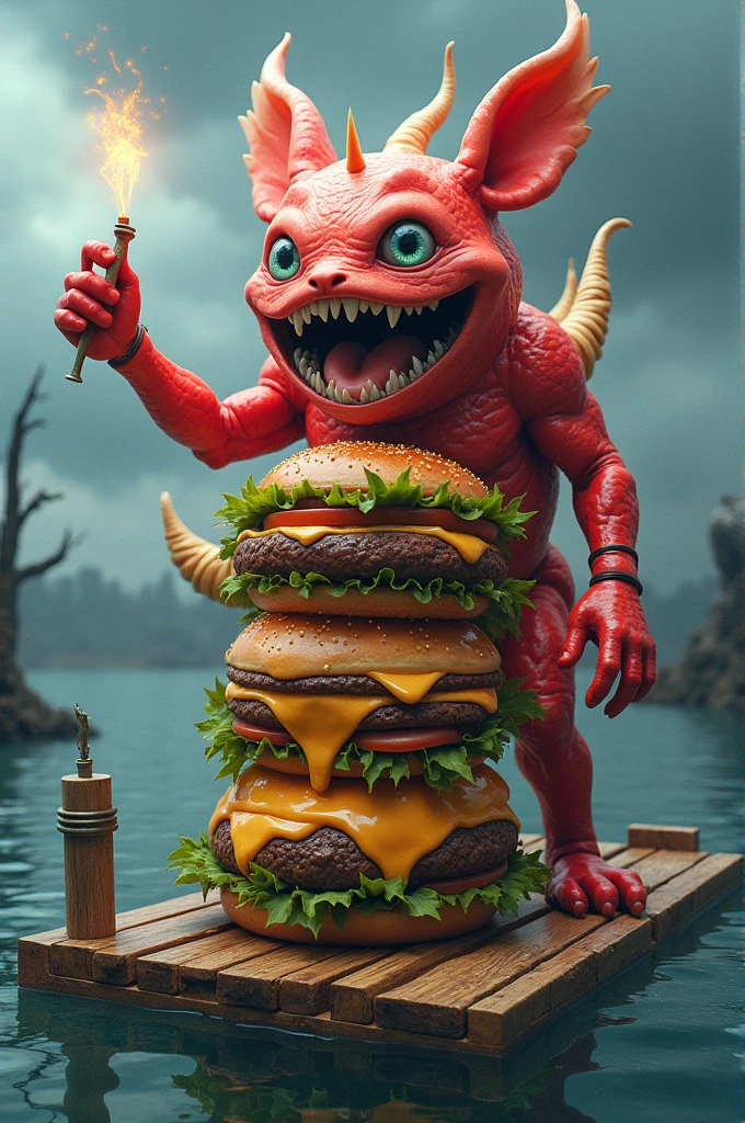 draw me a double triple kangreburger on raft deluxe decorated 4x4 animal style extra pebbles with squeezed vibration shaft with light grease make him cry burn him and let him swim.