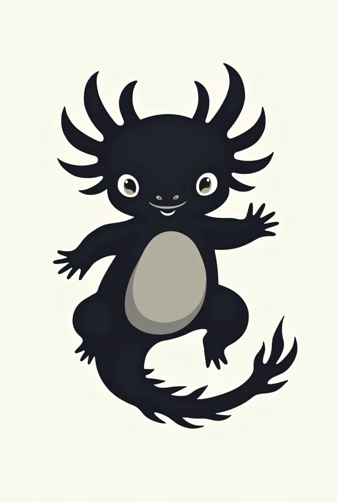 Design an axolotl as a logo with a front view in black with gray and white and elegant 
