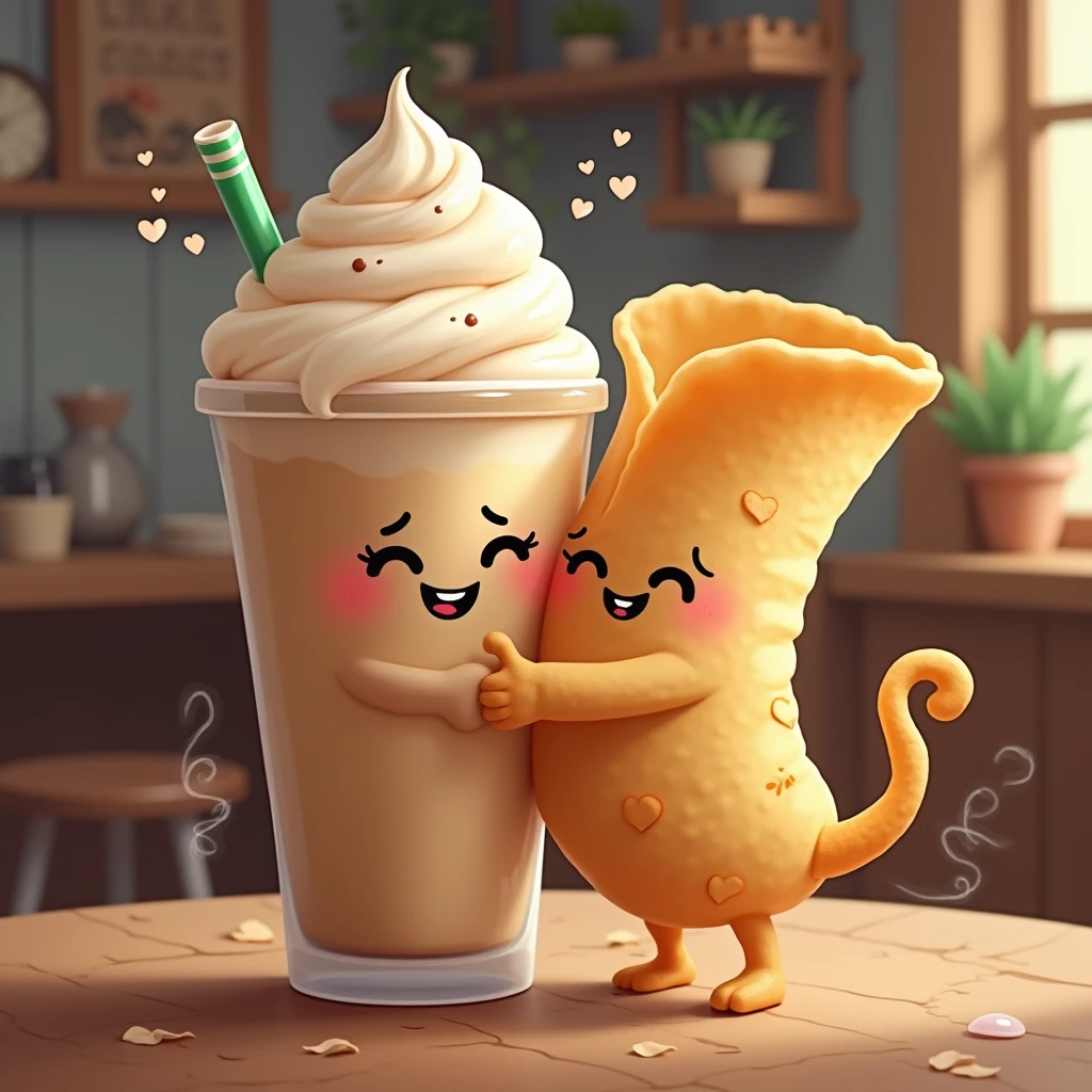 A frappé hugging a crepe