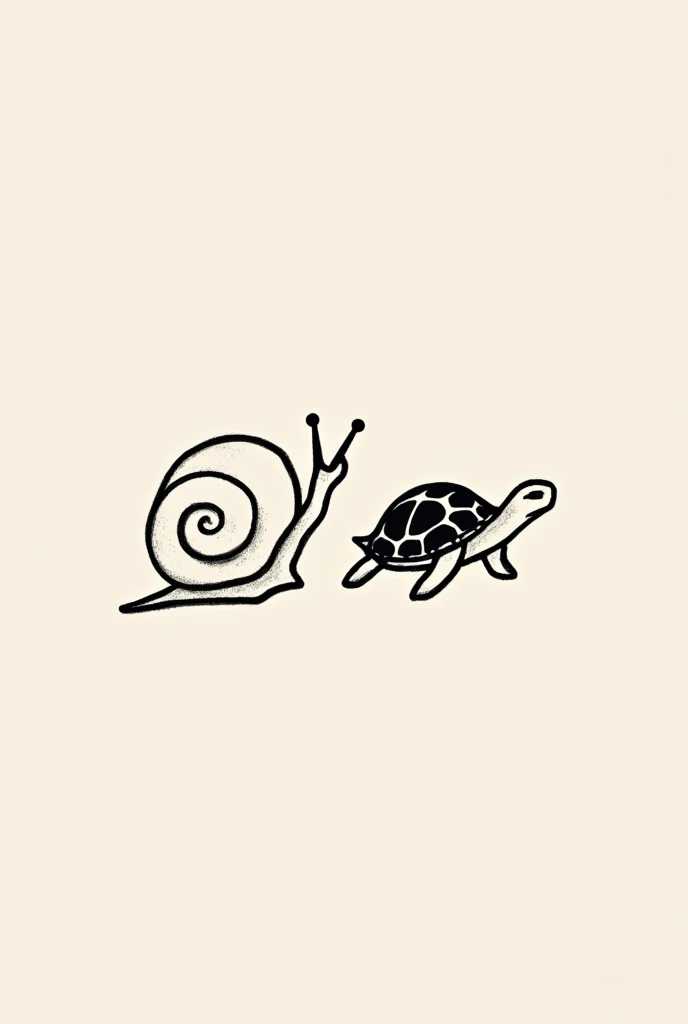 A tattoo of a snail and a turtle in a single minimalist stroke