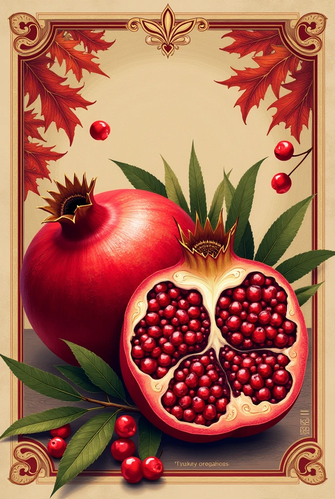 Stamp for seasonal pomegranate liqueur