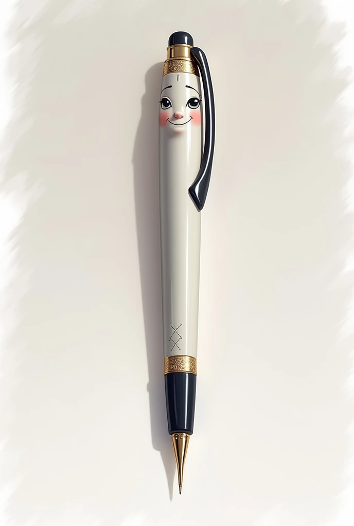 Animated fine pen with face , elegant drawing