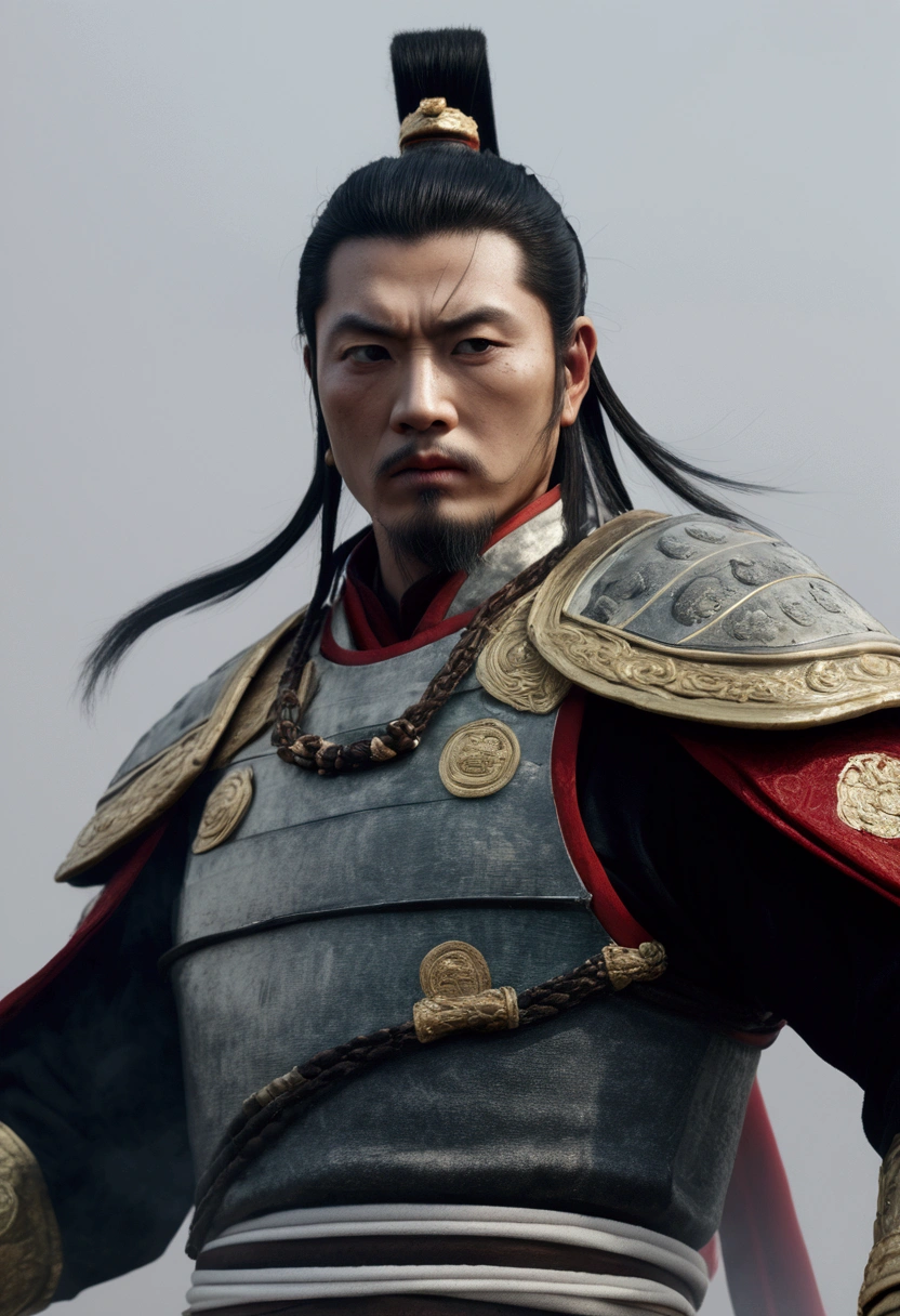 Bust of an ancient Chinese general on the battlefield,The armor is broken, Starry sky and fog cover the landscape.Rich historical background. (Highest quality,4K,8k,High resolution,masterpiece:1.2), Very detailed, (Realistic,Realistic,Photorealistic:1.37), High resolution, Hyper HD, Studio Lighting, Ultra-fine painting, Sharp focus, Physically Based Rendering, Very detailed説明, Professional, Vibrant colors, Bokeh, Sports Late, Ancient War Landscapes, Traditional Chinese Painting Techniques, Atmospheric lighting, Dynamic Pose, Complex combat scenarios, Vivid color contrast, Visually stunning composition, Ethereal atmosphere, heroism. Black and White