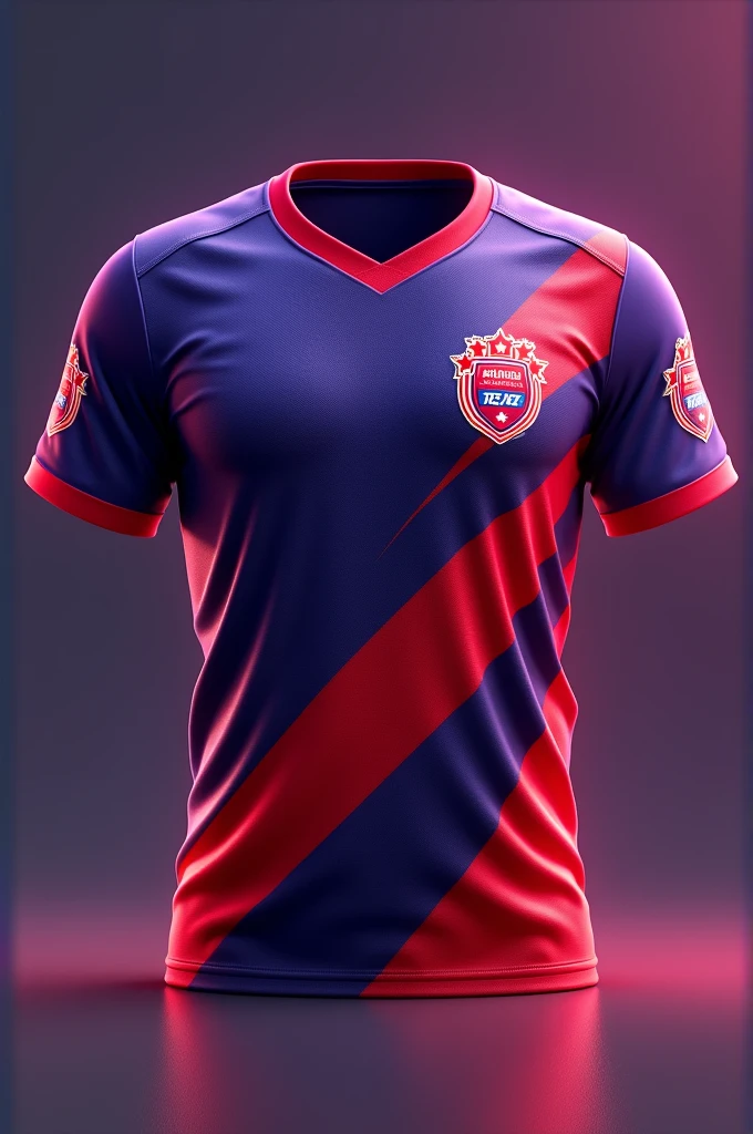 Make a cricket Jersey, mixup of purple n red colour look cool , logo in left chest will be team logo which is punjab hurricane 