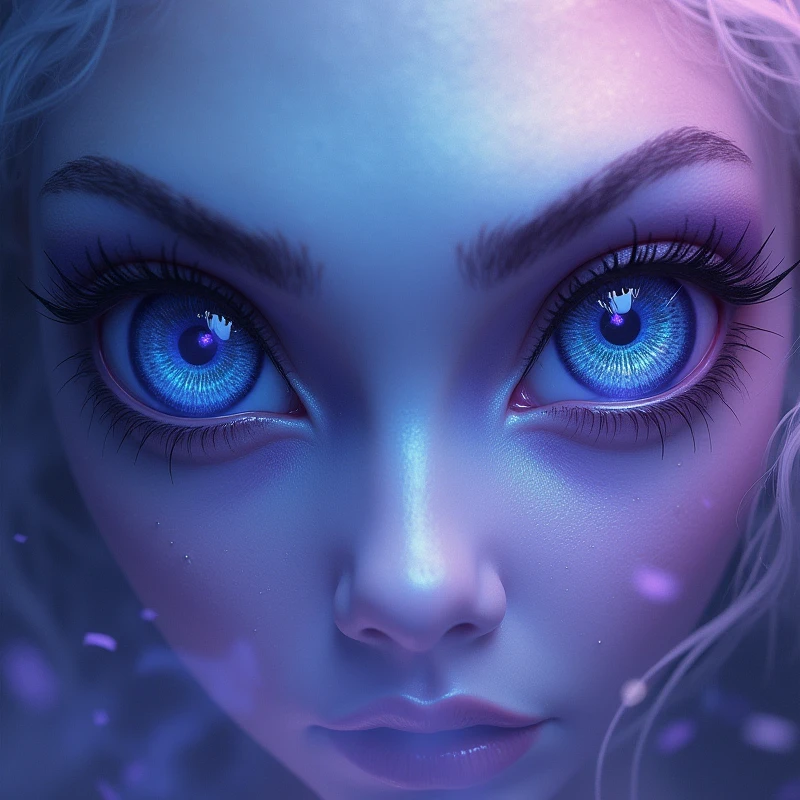 create the image only of the all-seeing eyes, not infinite, in shades of blue, lilac, purple and purple