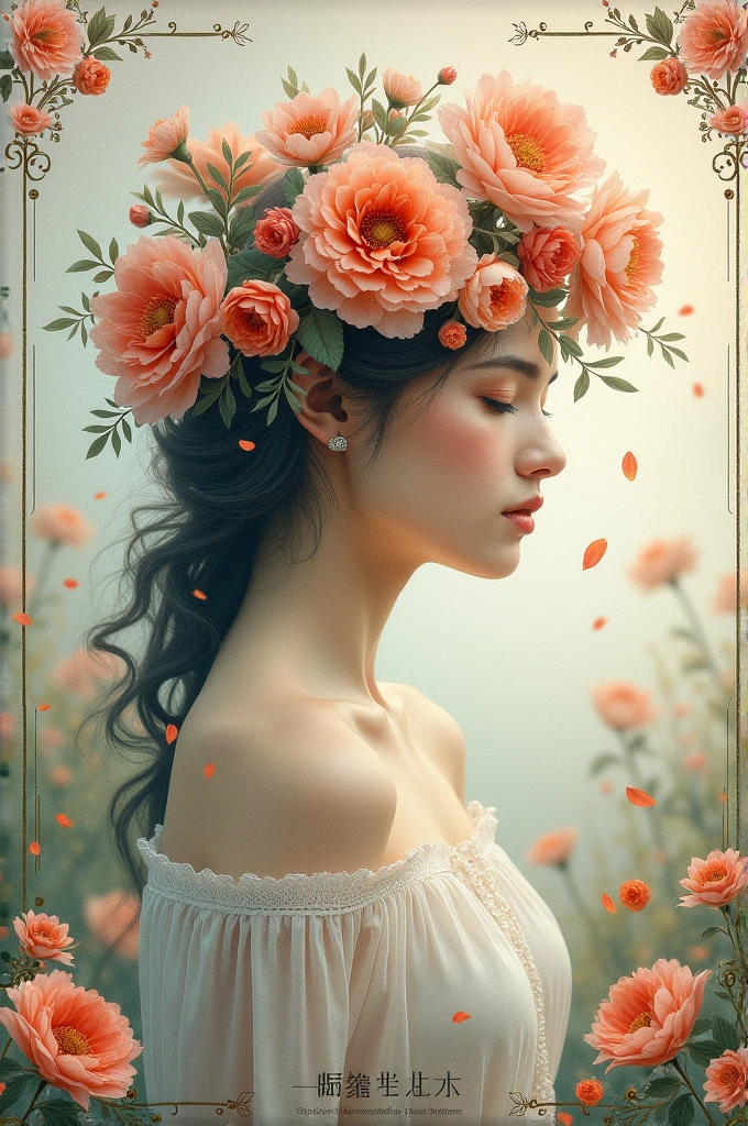 book cover, with the theme of flowers and poems