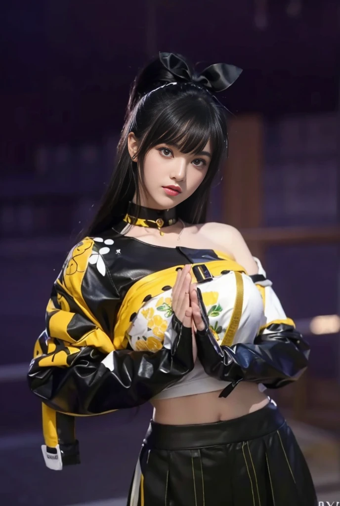 beautiful girl with pink eyes, black hair, white skin, and a sexy body