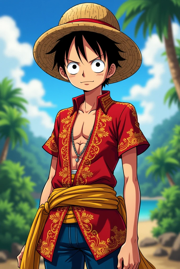 Monkey D. Luffy wearing philippine barong
