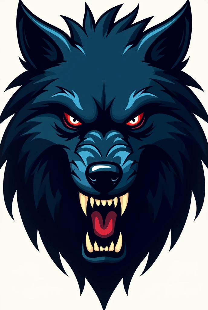 angry dark blue wolf logo face