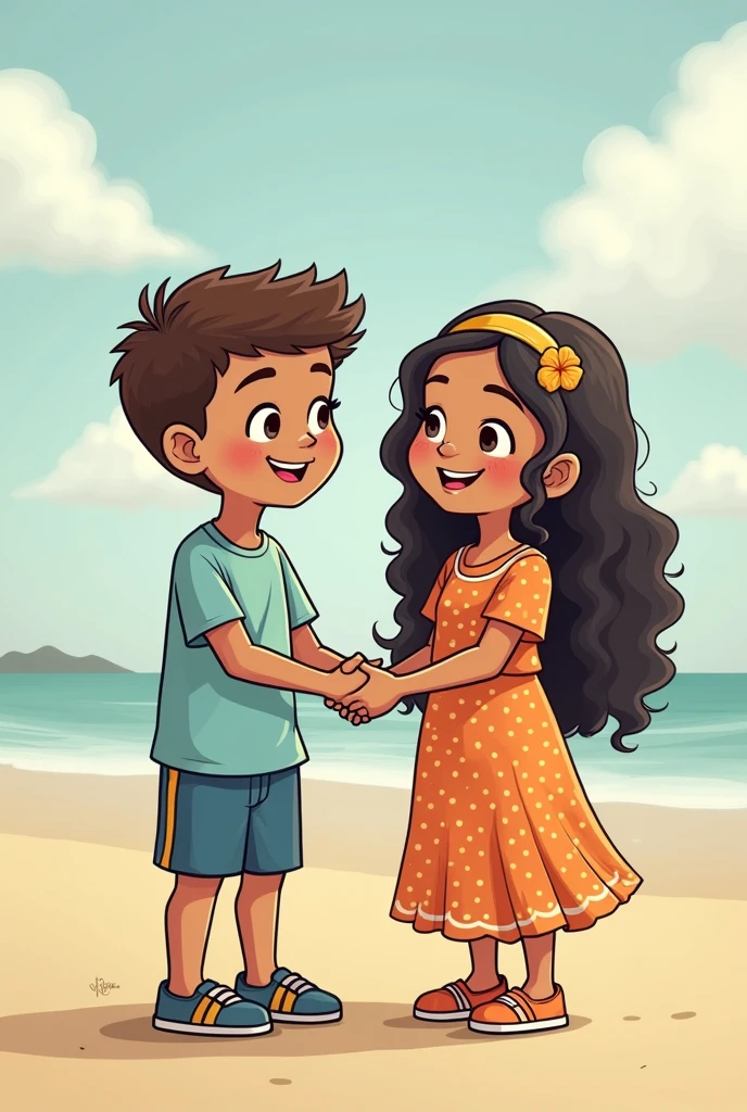 CARTOON OF BOYS AND GIRLS FROM DIFFERENT CULTURES TOGETHER

