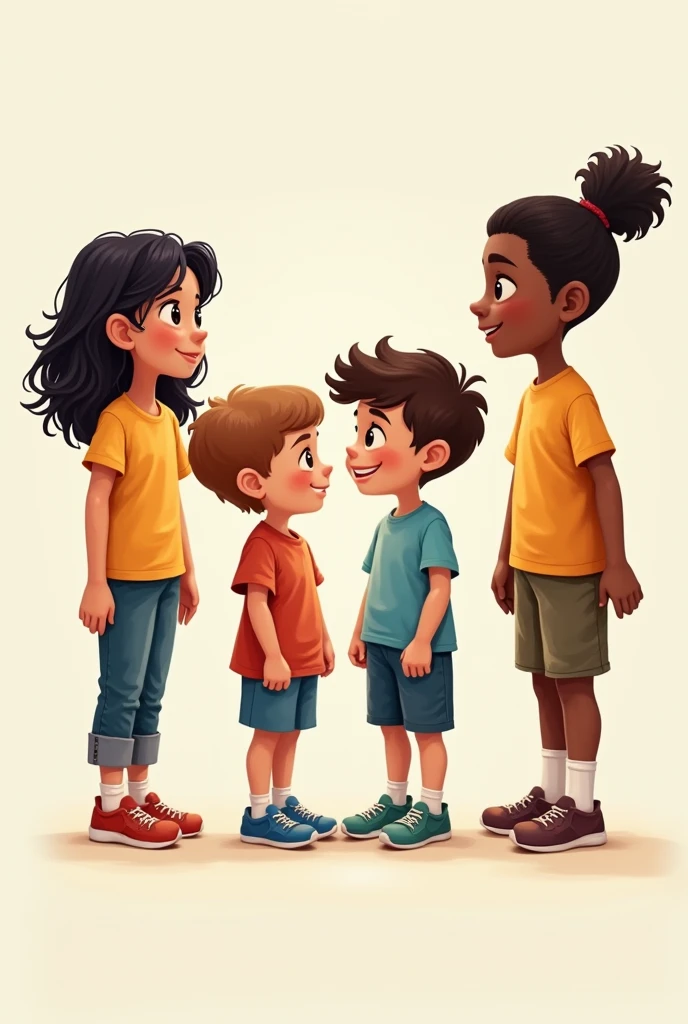 ANIMATED DRAWING OF BOYS AND GIRLS FROM DIFFERENT CULTURES TOGETHER VARIOUS CHILDREN