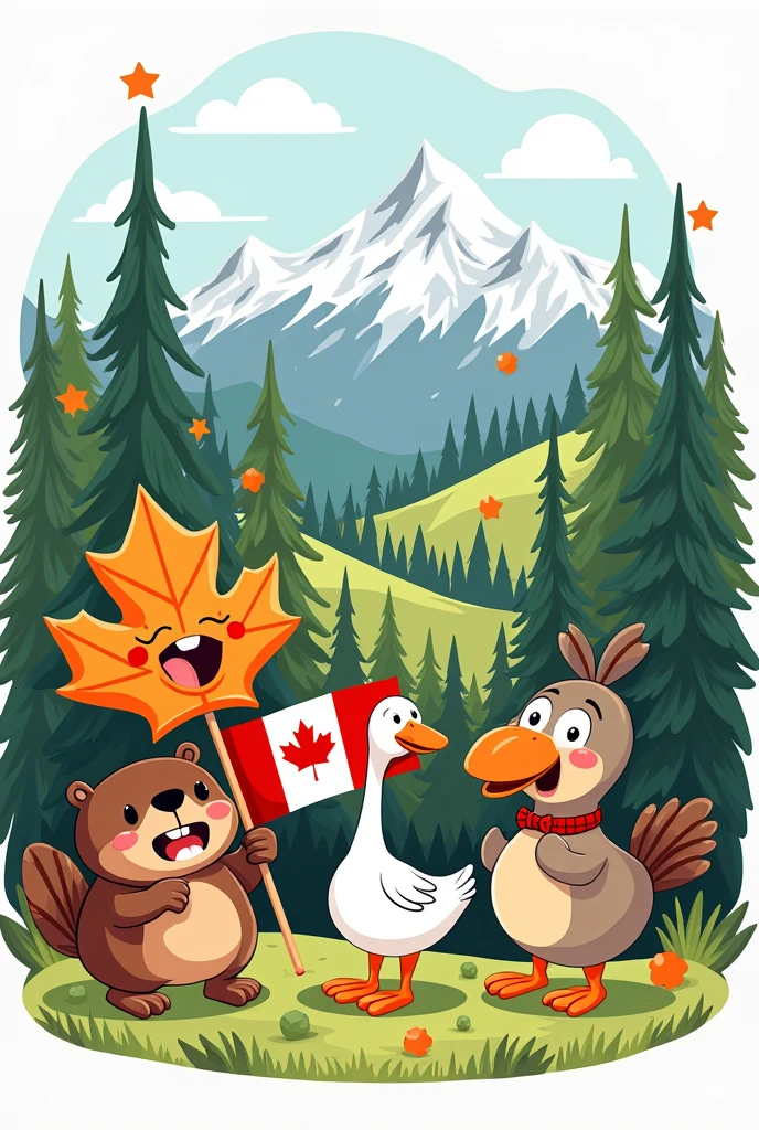 Canada theme drawing, cartoon style