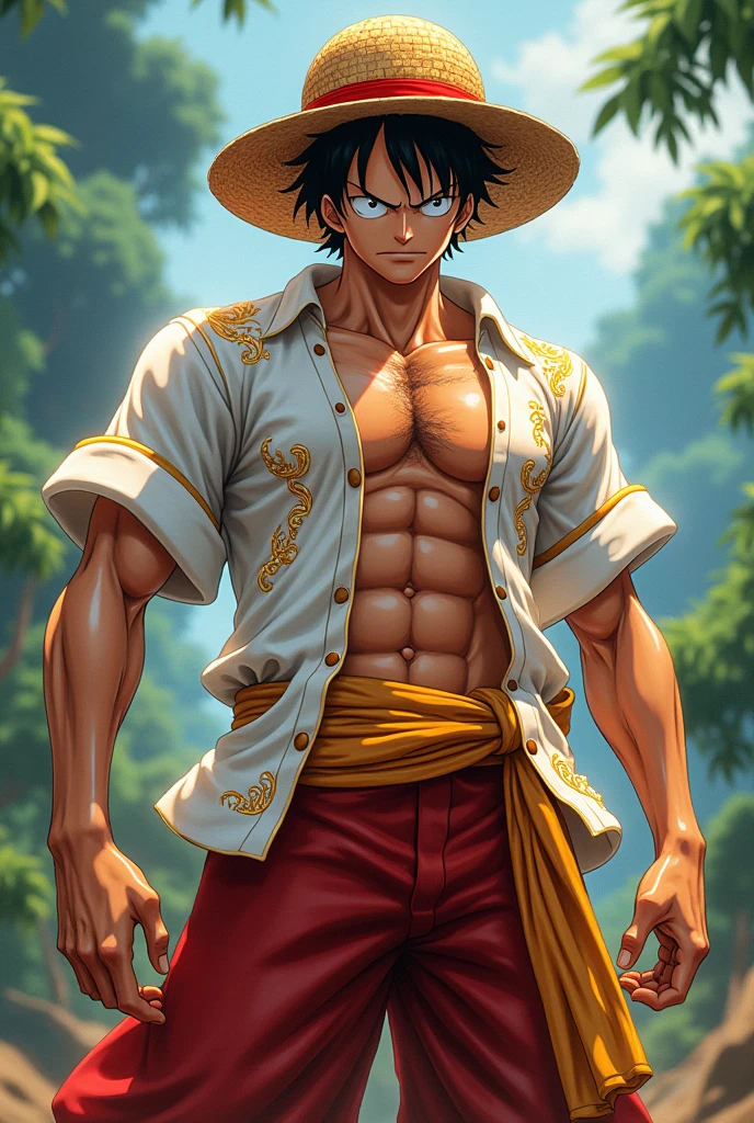 Gear 5 Luffy wearing Philippine white Barong