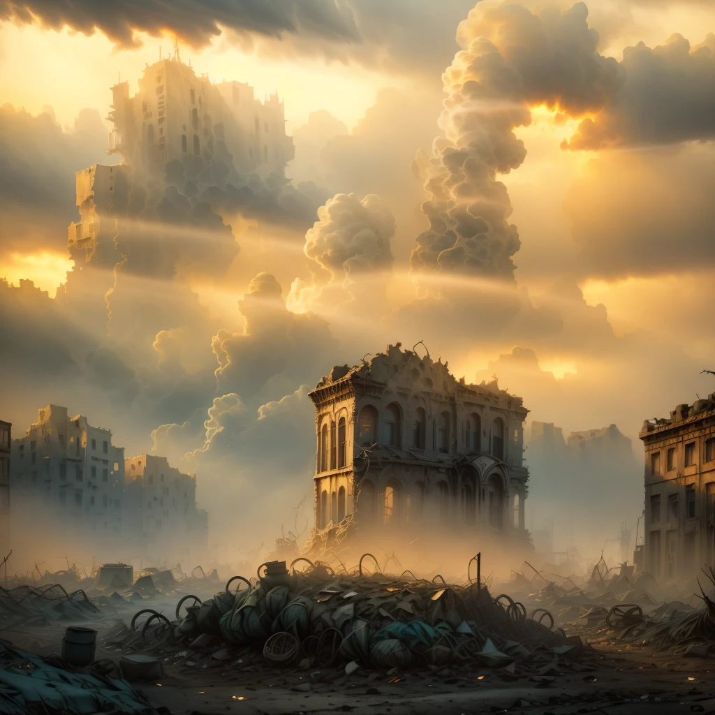 8k detailed photorealistic ghost town of centralia, abandoned and crumbling buildings, smoke billowing from cracks in the ground, eerie and mysterious atmosphere, dramatic lighting highlights decaying structures, cracked walls, broken windows, desolate and haunting landscape, post-apocalyptic setting, gritty realism, cinematic composition, moody color tones, dramatic shadows, sense of isolation and decay, high quality, masterpiece