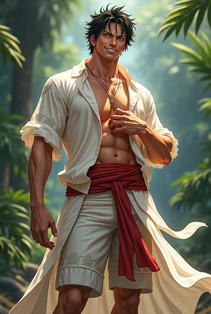 Gear 5 Luffy wearing Philippine white Barong