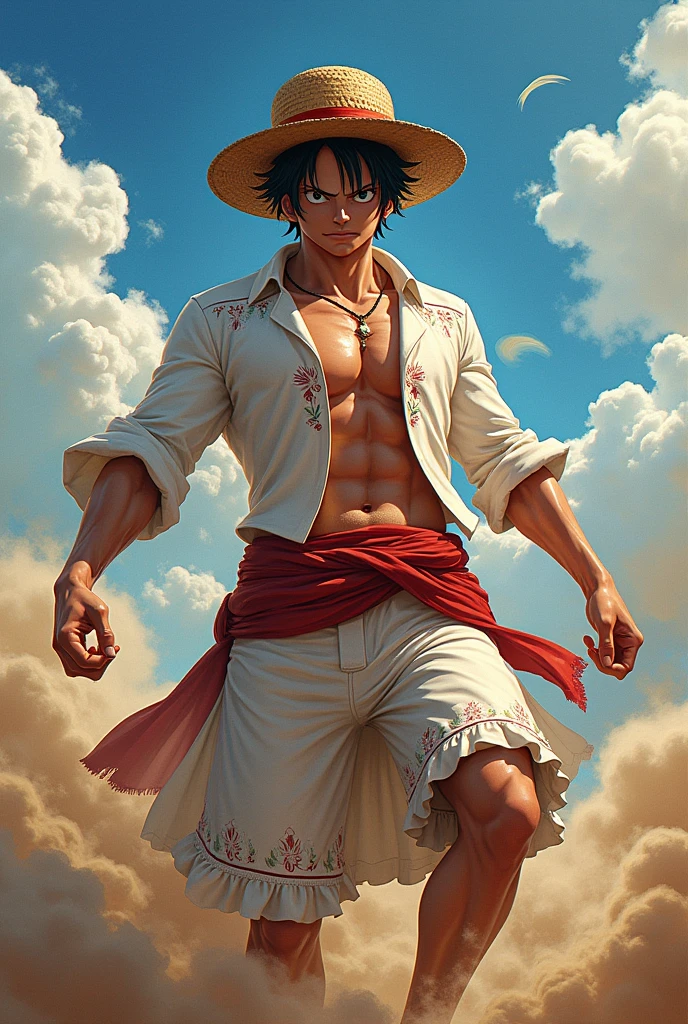 Gear five Luffy wearing Philippine white Barong