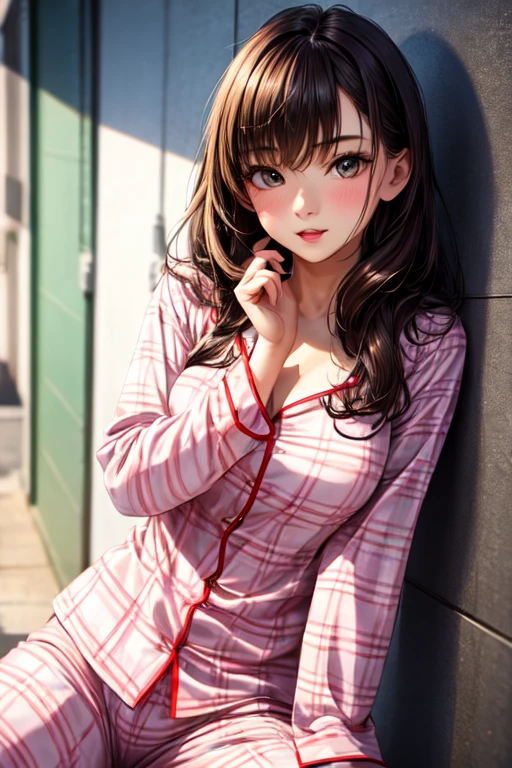 Very hot and attractive, 18 years old, female, wearing flannel pajamas 