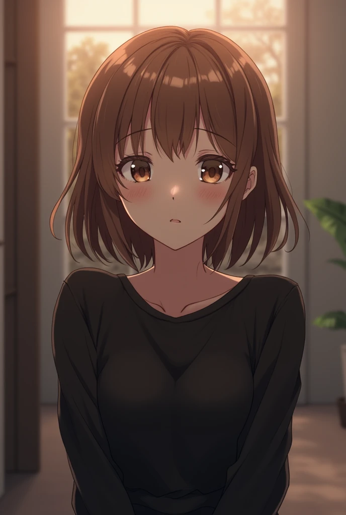 Make my type similar to kazehaya but with brown hair and black clothes that is the same as the anime "You and me"