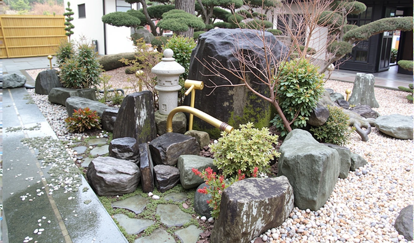 Oriental Building, masterpiece, Japanese, forest, rainforest、Shishiodoshi、